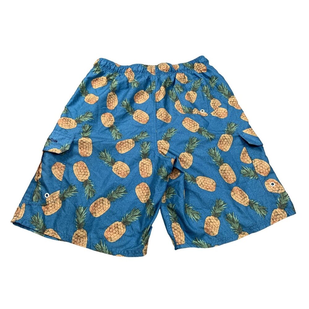 Beverly Hills Polo Club Men's XL Blue Pineapple Print Swim Trunks Board shorts
